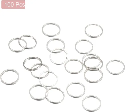 Miniatura 3 de MECCANIXITY Aretes redondos con cuentas, anillo de enlace de bisel abierto de círculo, anillo de enlace para hacer joyas Tono plateado