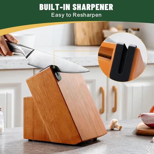 Miniatura 7 de Juego de cuchillos, EWFEN - Juego de 14 piezas de cuchillos de cocina con bloque, cuchillos de acero inoxidable alemán con afilador de cuchillos