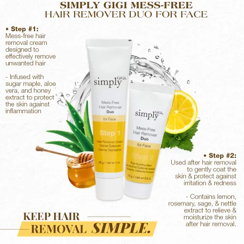 Miniatura 3 de Gigi Crema depilatoria facial sin desorden y bálsamo calmante dúo, para todo tipo de piel, 2 piezas