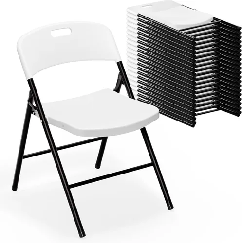 Miniatura 11 de VINGLI Sillas plegables, silla plegable de plástico, capacidad de hasta 350 libras, asientos portátiles para interiores y exteriores, eventos, Negro