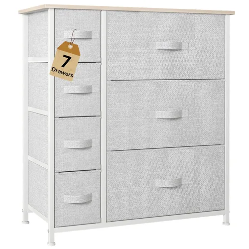 Miniatura 15 de DWVO Cómoda de 4 cajones, cómoda pequeña para dormitorio, torre de almacenamiento de tela, cómoda, unidad organizadora para armarios, sala de estar
