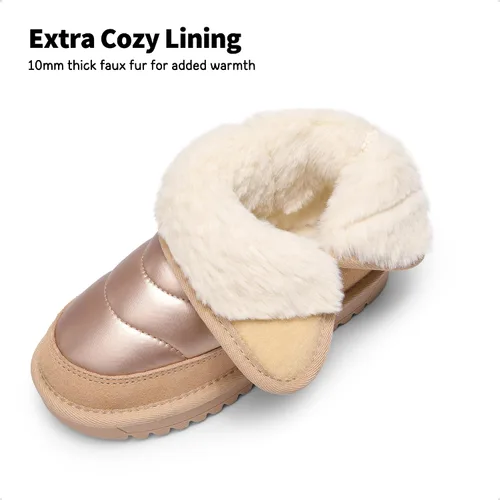 Miniatura 3 de DREAM PAIRS Botas de nieve para niñas y niños, zapatos de tobillo de invierno de 0.394 pulgadas con forro de piel sintética para niños pequeños