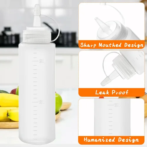 Miniatura 9 de Paquete de 12 botellas de plástico de 8 onzas líquidas multiusos para ketchup, condimentos, salsa barbacoa, aderezo, barbacoa, parrilla