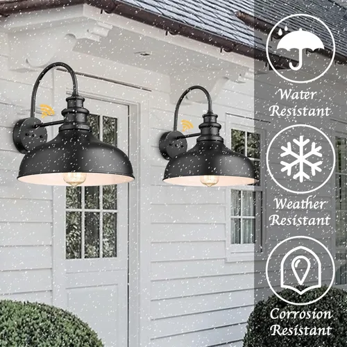 Miniatura 6 de Bestshared Luz de granero estilo casa de campo con sensor de atardecer a amanecer, aplique de pared al aire libre, farol de pared al aire libre