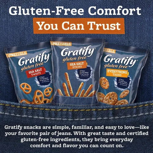 Miniatura 6 de Gratify Palitos de pretzel sin gluten – Bolsas de pretzel GF, mezcla sin gluten para adultos y niños, salsa de humus, paquetes individuales, aptas