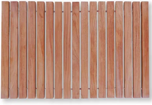 Alfombrilla de baño y ducha de estilo nórdico en teca - Uso en interiores y exteriores - Plataforma de madera antideslizante para sauna, piscina,
