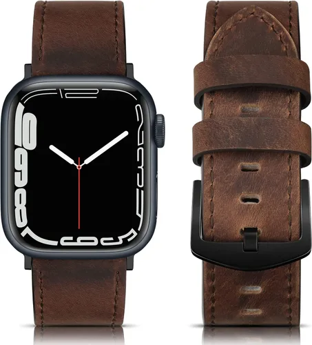 Miniatura 12 de EDIMENS - Correas de cuero compatibles con Apple Watch de 1.81 pulgadas, 1.77 pulgadas, 1.73 pulgadas, 1.65 pulgadas (Serie 1 2 3) para hombre