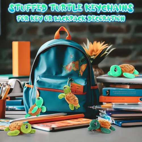 Miniatura 3 de 15 piezas de mini animales de peluche de tortuga marina a granel de 5.5 pulgadas, llavero de peluche de adorables criaturas para cumpleaños, playa