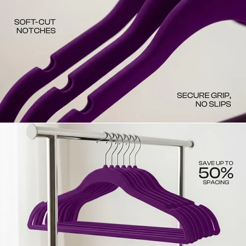Miniatura 3 de Utopia Home Velvet Hanger - Paquete de 50 perchas delgadas antideslizantes de lujo para pantalones y abrigos, perchas fuertes que ahorran espacio