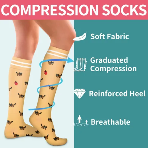 Miniatura 5 de COOLOVER Calcetines de compresión de cobre para mujeres y hombres (6 pares) - El mejor apoyo para correr, atletismo, enfermería, viajes