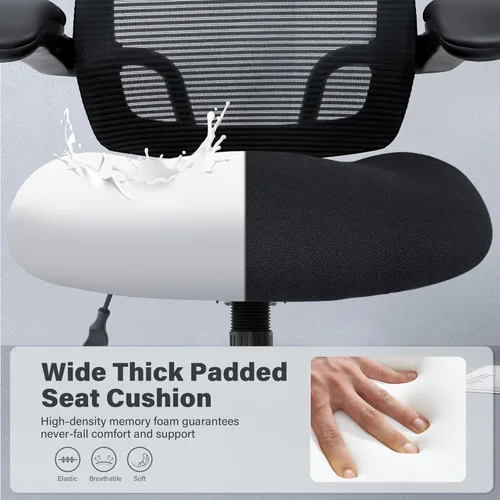 Miniatura 4 de Silla de oficina grande y alta de 500 libras, silla de escritorio ergonómica de malla resistente, silla de computadora con respaldo alto, Negro