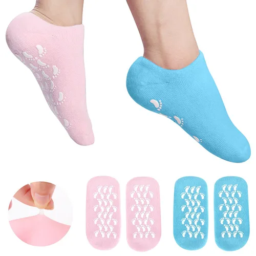 Calcetines hidratantes de gel para el talón – Tratamiento de cuidado de pies áspero callos con forro de gel de silicona suave, calcetines de spa | 2
