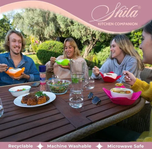 Miniatura 4 de SHILA - Posatazones, juego multicolor de 5 soportes de tazones calientes aptos para microondas para mantener tus manos frescas y tu comida caliente