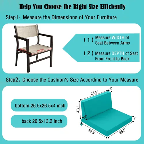 Miniatura 5 de Cojines de exterior para muebles de patio, cojín de asiento y respaldo al aire libre, cojines impermeables de repuesto para asiento profundo
