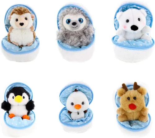 Plushland Bola de Nieve Animal de Peluche con Cremallera Animales de Peluche Lindos Surtido de Juguetes Blandos para Novia, Familiares y Amigos (Set