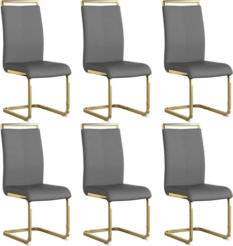 Miniatura 28 de gopop Juego de sillas de comedor, sillas modernas de metal con asiento acolchado de piel sintética, respaldo alto y patas cromadas resistentes, claro