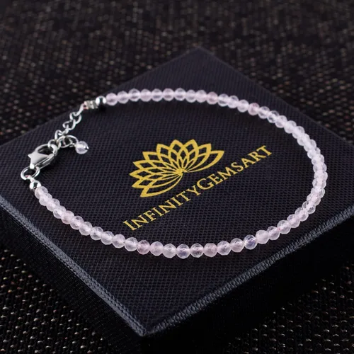 Miniatura 27 de InfinityGemsArt Natural Stone Beads Dainty Bracelet Jewelry for Women, Crystals and Gemstones Birthstone 925 Sterling Silver Chain 8 inch Gifts For