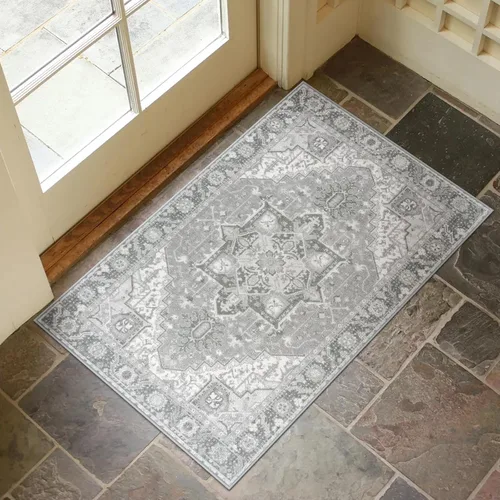 Miniatura 19 de Collive Tapete lavable para puerta de interior, antideslizante, alfombra de entrada retro de 20 x 32 pulgadas, tapete de entrada de absorción Multi