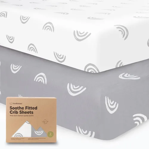 KeaBabies Paquete de 2 sábanas de cuna orgánicas para niños y niñas - 52x28 Sábanas ajustadas para colchón de cuna, cubierta de jersey de algodón