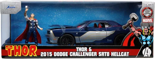 Miniatura 2 de Jada Toys Marvel 2015 Dodge Challenger SRT Hellcat - Coche fundido a presión con figura de Thor de 2.75 pulgadas, juguetes para niños y adultos