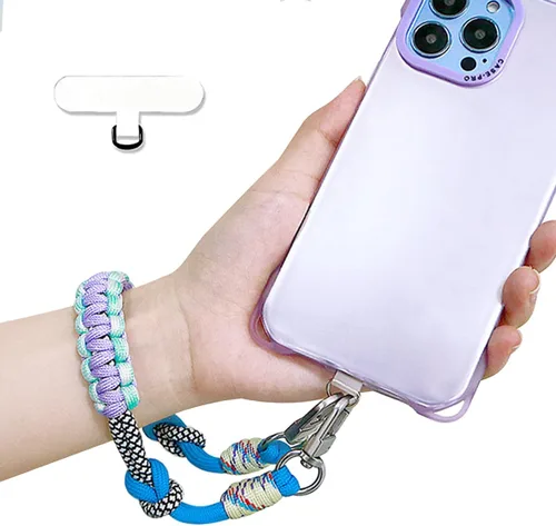 Miniatura 16 de Correa de muñeca para teléfono estilo boho con macramé, cordón para teléfono celular con pestaña de anclaje, llavero con dije de muñeca, cadena