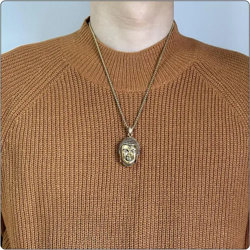 Miniatura 2 de Collar con colgante de cabeza de Buda de acero inoxidable punk rock