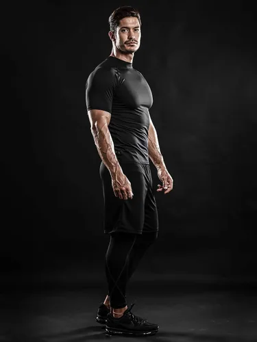Miniatura 4 de DRSKIN 4 o 3, 1 paquete de camisa de compresión para hombre, camiseta de manga corta, camiseta deportiva de capa base, para entrenamiento, correr