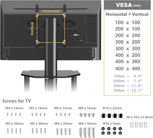 Miniatura 7 de TAVR Furniture Soporte de TV con componentes multimedia de 4 niveles con estante de audio giratorio y soporte ajustable en altura, soporte de TV