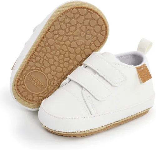 SOFMUO Zapatos deportivos de piel sintética para bebés niños y niñas con suela de goma suave mocasines Oxford para recién nacidos antideslizantes