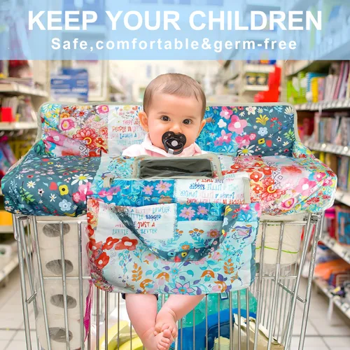 Miniatura 2 de Funda para Carrito de Compra para Bebé 2 en 1 Funda para Silla Alta con Arnés de Seguridad Multifuncional Patrón de Flores Fundas para Carrito