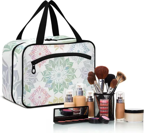 Miniatura 6 de Elegante diseño de mandala de color pastel, bolsas colgantes para viajes con gancho, bolsa de accesorios de diseñador con compartimentos