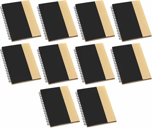 Miniatura 11 de DISCOUNT PROMOS Juego de 1 cuadernos de espiral ecológicos personalizados con bolígrafos, paquete personalizado a granel, perfecto para negocios