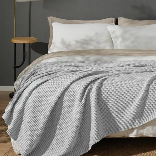 Miniatura 10 de PHF - Manta de punto gofre 100% de algodón tamaño king para cama, cobija ligera transpirable a prueba de engancho, ideal para acolchado en climas