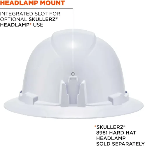 Miniatura 2 de Ergodyne Skullerz 8971 Class E - Casco duro con montura ligera, ala completa, almohadilla superior acolchada y banda para el sudor incluida, casco