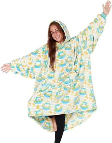 THE COMFY Dream Squishmallows Oversized Wearable Blanket for Women and Kids, Ultrasoft Plush Light Microfiber Blankets
