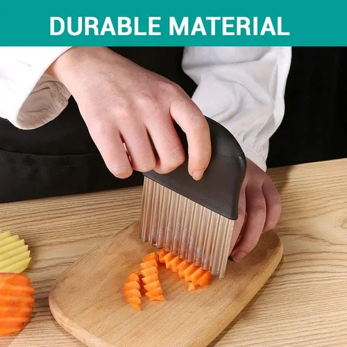 Miniatura 3 de Cortador de arrugas grande – Cortador de patatas – Cortador de ondas de acero inoxidable para freír francesas, verduras y frutas (1 unidad)