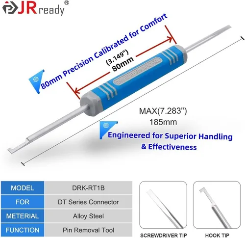 Miniatura 3 de JRready DRK-RT1B - Herramienta de extracción de pines Deutsch, herramienta de extracción de contacto/enchufe de pin/Wedgelock, adecuada para RT1B-1PC