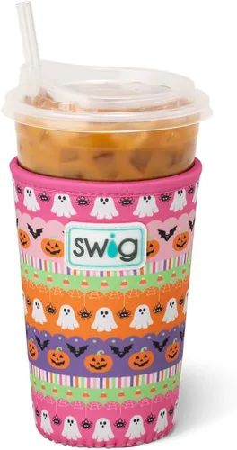 Miniatura 5 de Swig Life Coolie de Taza Helada Mediana, Funda Aislante de Taza de Café Helado de Halloween de 22oz con Asa, Coolie Aislado de Neopreno Mantiene