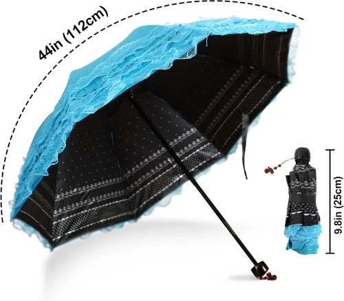 Miniatura 2 de WANLIAN Paraguas plegable a prueba de rayos ultravioleta de encaje princesa Cúpula Anti-uv Parasol Decoraciones de boda Accesorios para sesión