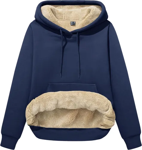 MAGCOMSEN Sudaderas con capucha para mujer, con forro de sherpa, de vellón, para invierno, cálido, pesado, de algodón, con bolsillo