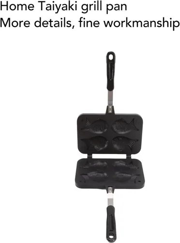 Miniatura 6 de Taiyaki - Máquina para hacer gofres con forma de pescado antiadherente para hornear doble con mango antiquemaduras, máquina japonesa de fabricación