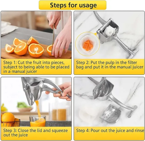 Miniatura 6 de Exprimidor manual de aluminio, prensa manual mejorada con agarre ergonómico, fácil de usar y limpiar, eficiente extractor de jugo de cítricos