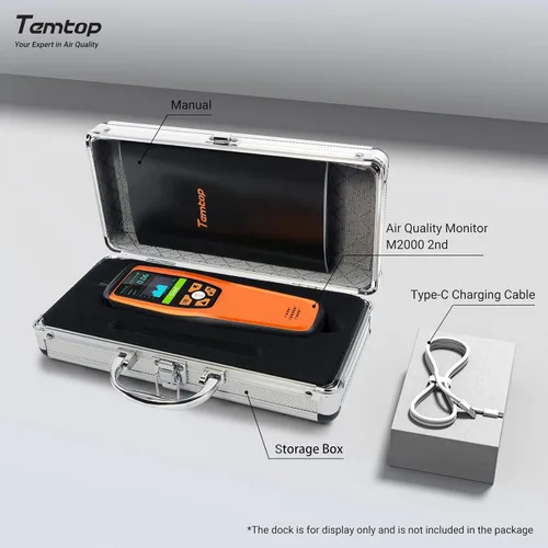Miniatura 9 de Temtop Monitor avanzado de calidad del aire para CO2, PM2.5, PM10, con alarma de audio, información de temperatura y humedad, además de exportación