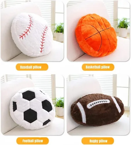 Miniatura 3 de Almohada de baloncesto de felpa de 18 pulgadas, cojín de juguete de peluche de fútbol, cojín deportivo suave y duradero para niños y adultos, un