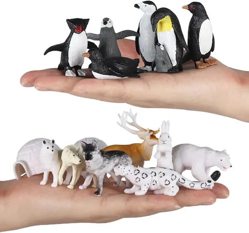 Miniatura 7 de RCOMG 26 figuras de animales árticos, figuras realistas de animales polares con oso polar, caribú, pingüino y lobo ártico, ideal para huevos