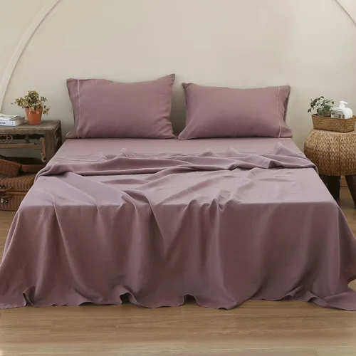 Miniatura 20 de Simple&Opulence - Juego de sábanas de lino 100 % lavado, tamaño Queen, lino natural francés, 4 piezas, transpirables, ultrasuaves; ropa de cama