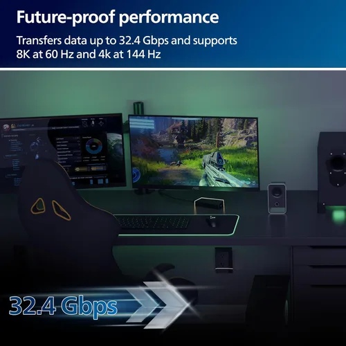 Miniatura 2 de PHILIPS Adaptador USB-C a DisplayPort, paquete de 12 [8K UHD @ 60Hz 4K HD @ 144 Hz] Velocidad de transferencia de datos de 32.4 Gbps, portátil
