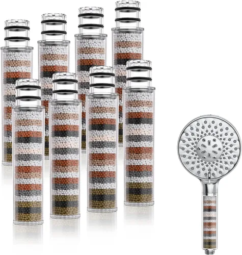 Miniatura 13 de SR SUN RISE Filtro de ducha para cabezal de ducha de mano, paquete de 2 filtros de repuesto para agua dura, elimina el cloro y las sustancias