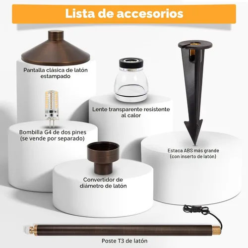 Miniatura 3 de Gardencoin Luces de camino de bajo voltaje de latón macizo (pantalla de 6.7 pulgadas, 21.9 pulgadas de alto), 12 V CA/CC luces LED resistentes