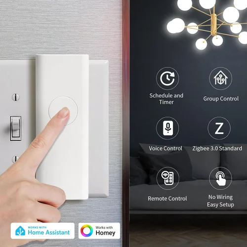 Miniatura 2 de Interruptor inteligente Zigbee THIRDREALITY, tipo basculante/rocoto, sin necesidad de cableado. Se requiere hub, compatible con dispositivos Echo
